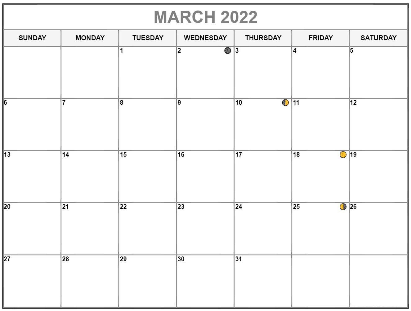 March 2022 Blank Calendar PDF
