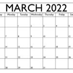 Calendar for March 2022