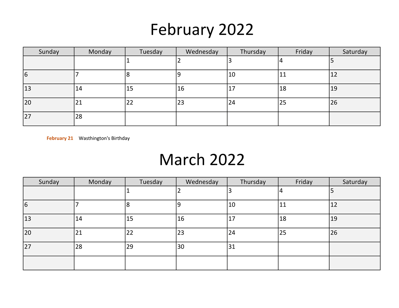 March 2022 Calendar Editable Excel Format