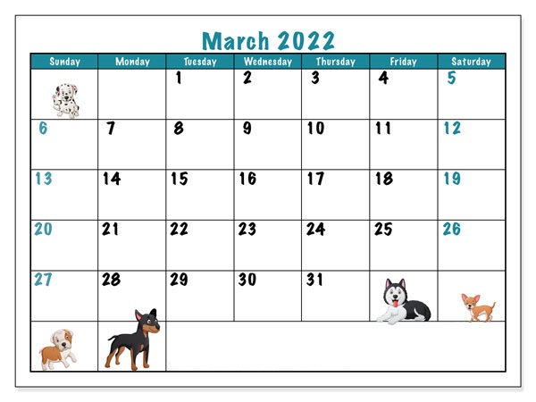 March 2022 Calendar Google Sheets