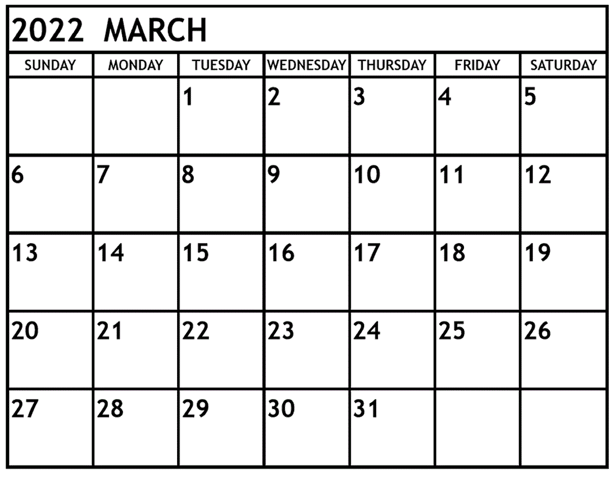 March 2022 Calendar PDF