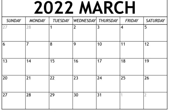 March 2022 Calendar With Holidays Canada
