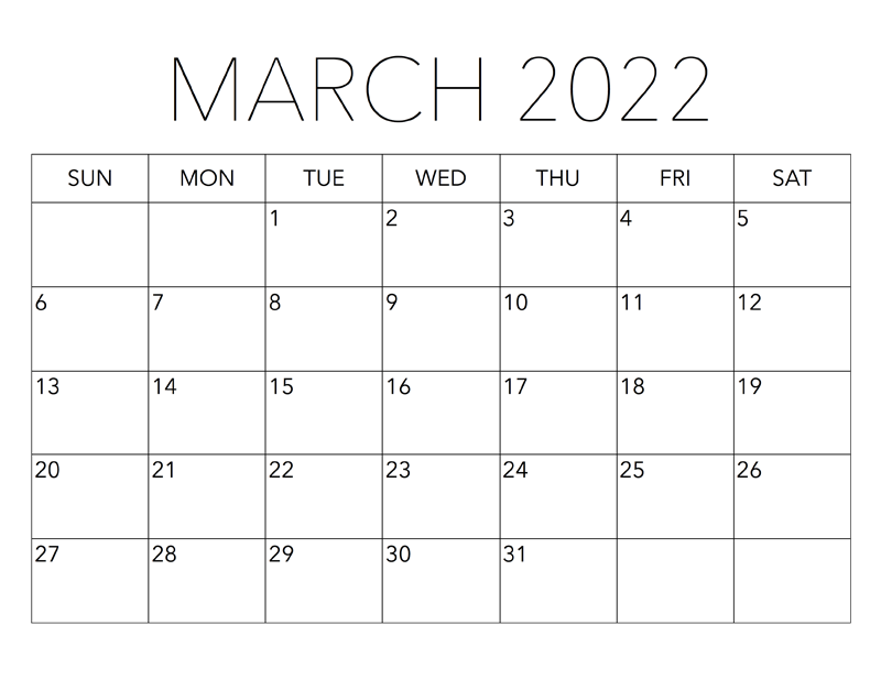 March 2022 Calendar With Holidays