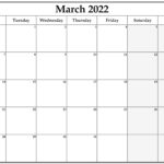 March 2022 Free Calendar Template