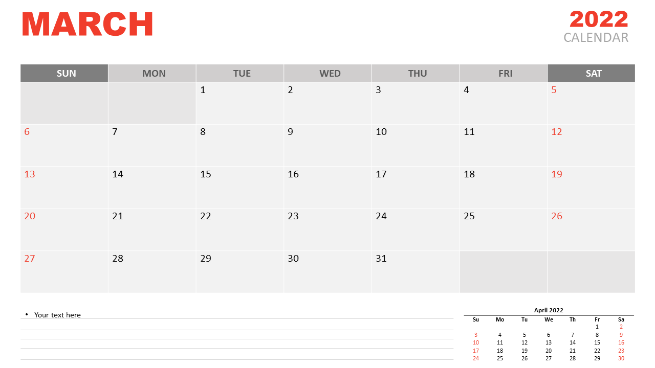 March 2022 Holiday Calendar