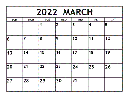 March 2022 School Calendar