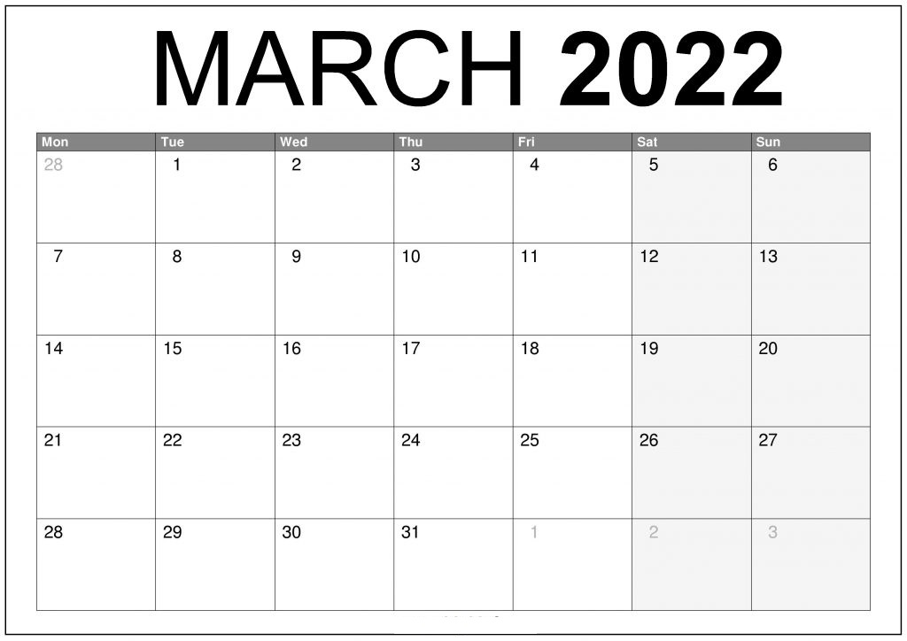 March Calendar 2022 PDF