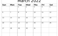 March Printable Calendar 2022