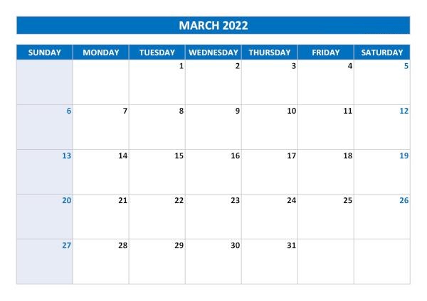 March School Calendar 2022