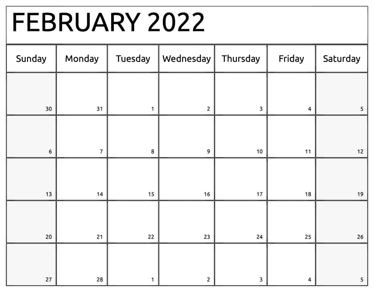 Printable Calendar 2022 February