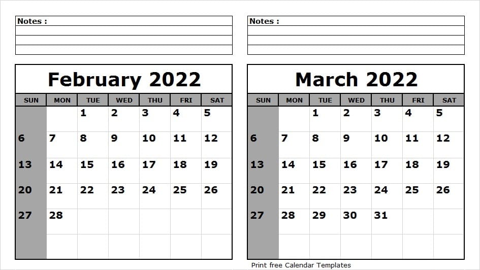 Year 2022 February Calendar