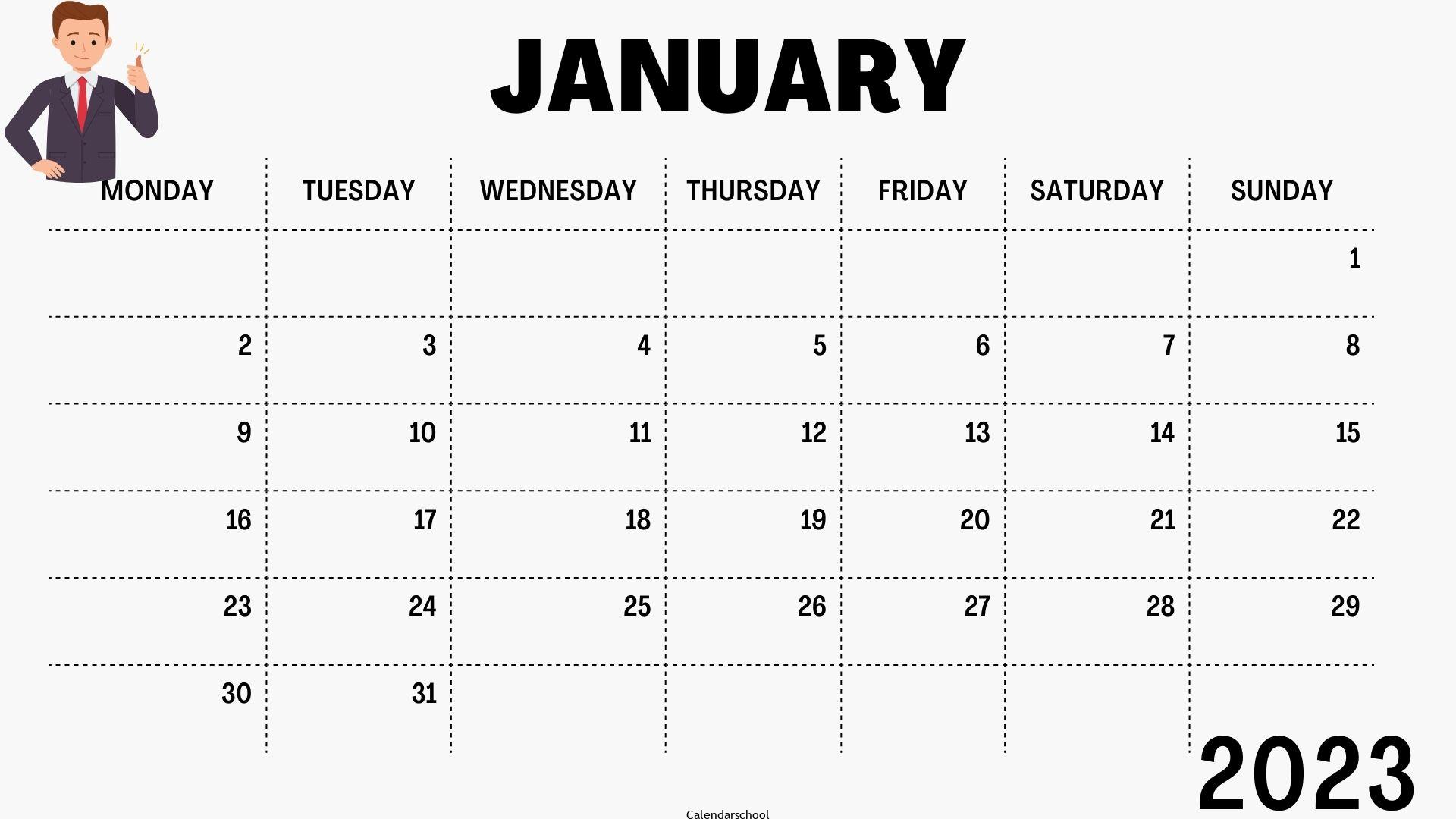 January 2023 Calendar Download Free