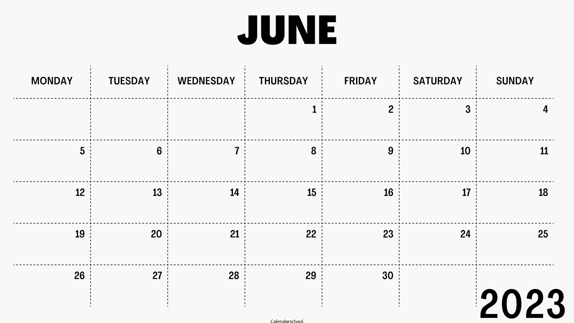 2023 June Calendar