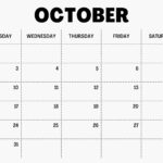 2023 October Calendar Bank Holidays