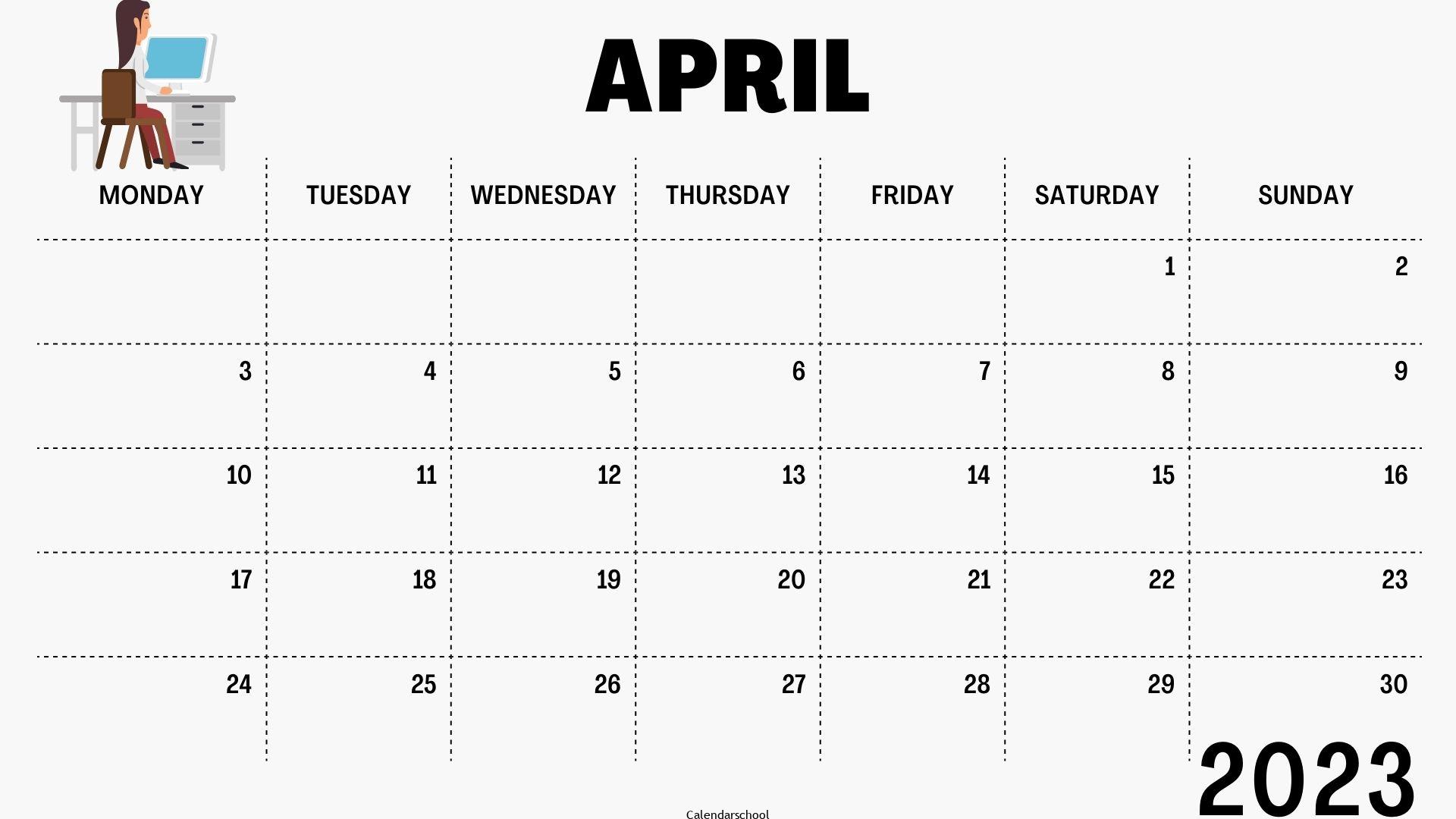 April 2023 Printable Calendar Template