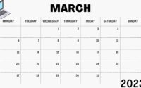 Blank March 2023 Printable Calendar PDF