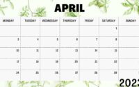 Calendar 2023 April Printable