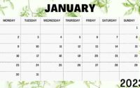 Calendar 2023 January