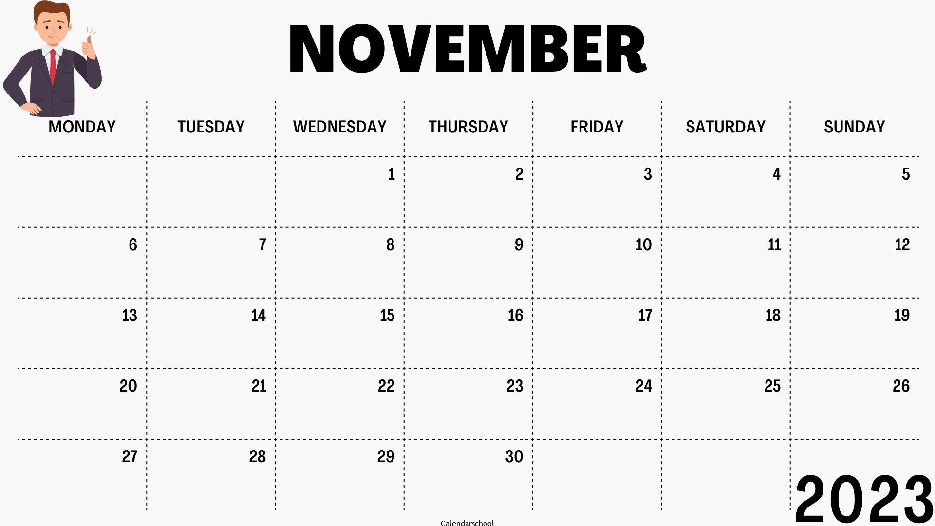 Calendar 2023 November