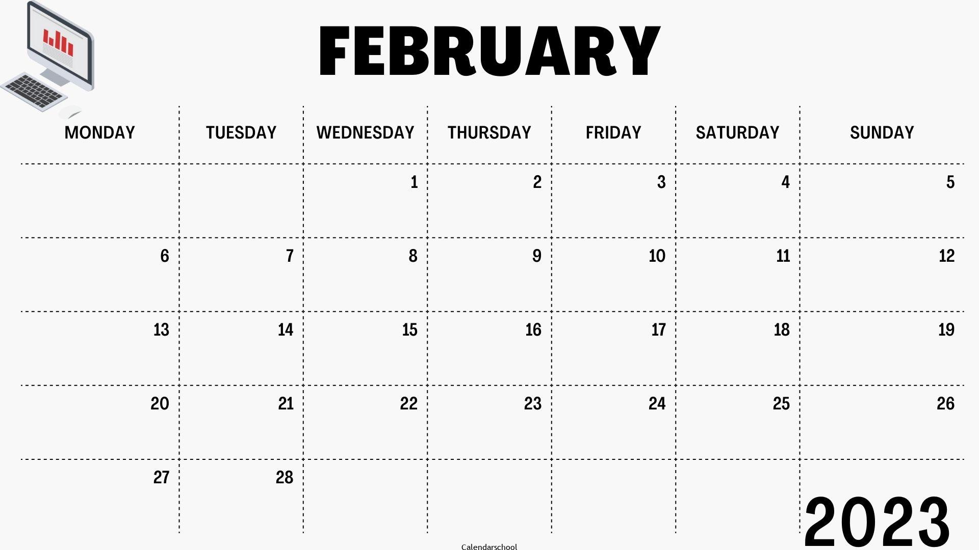 Calendar February 2023 Blank