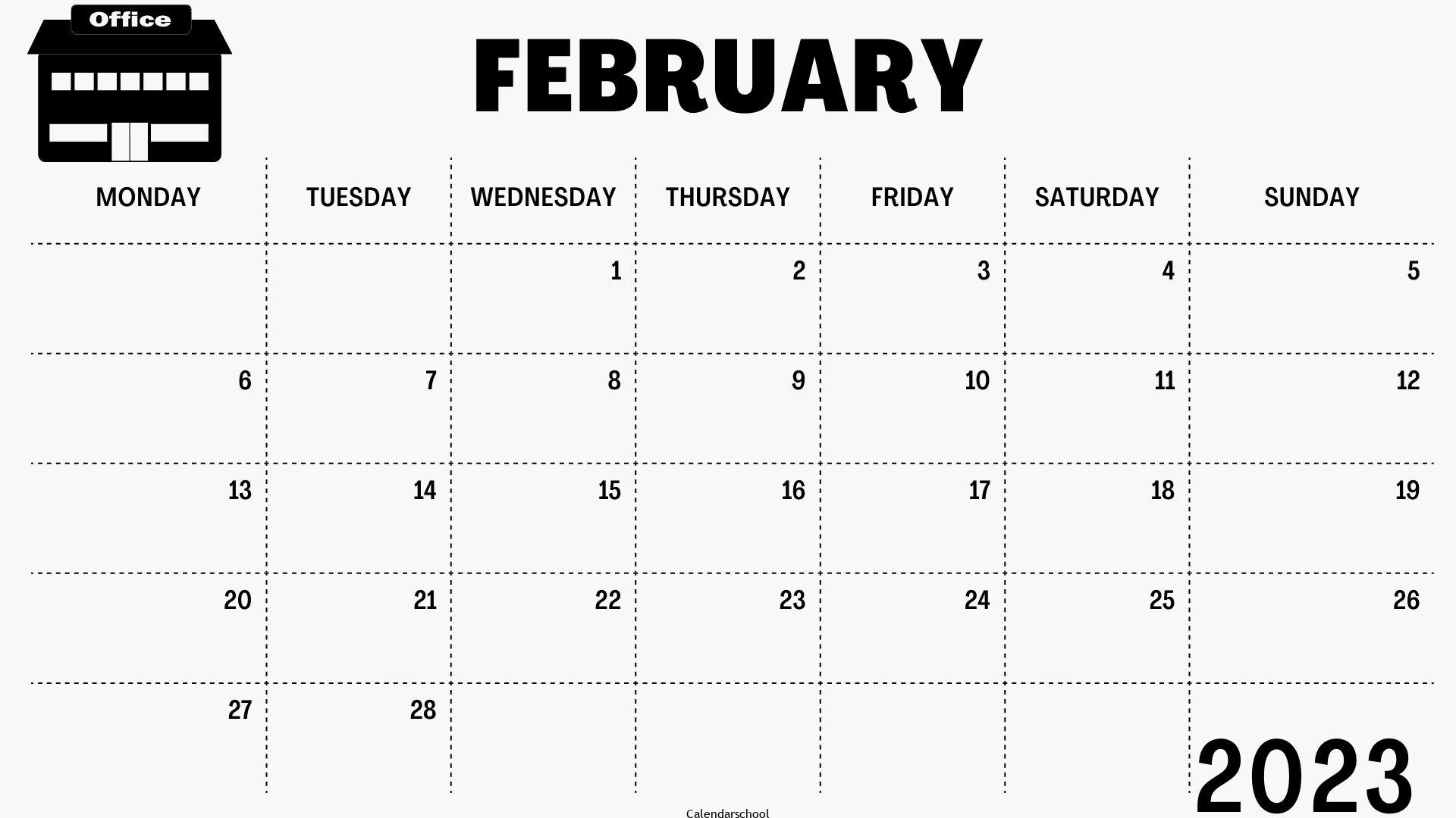 Calendar February 2023 Download