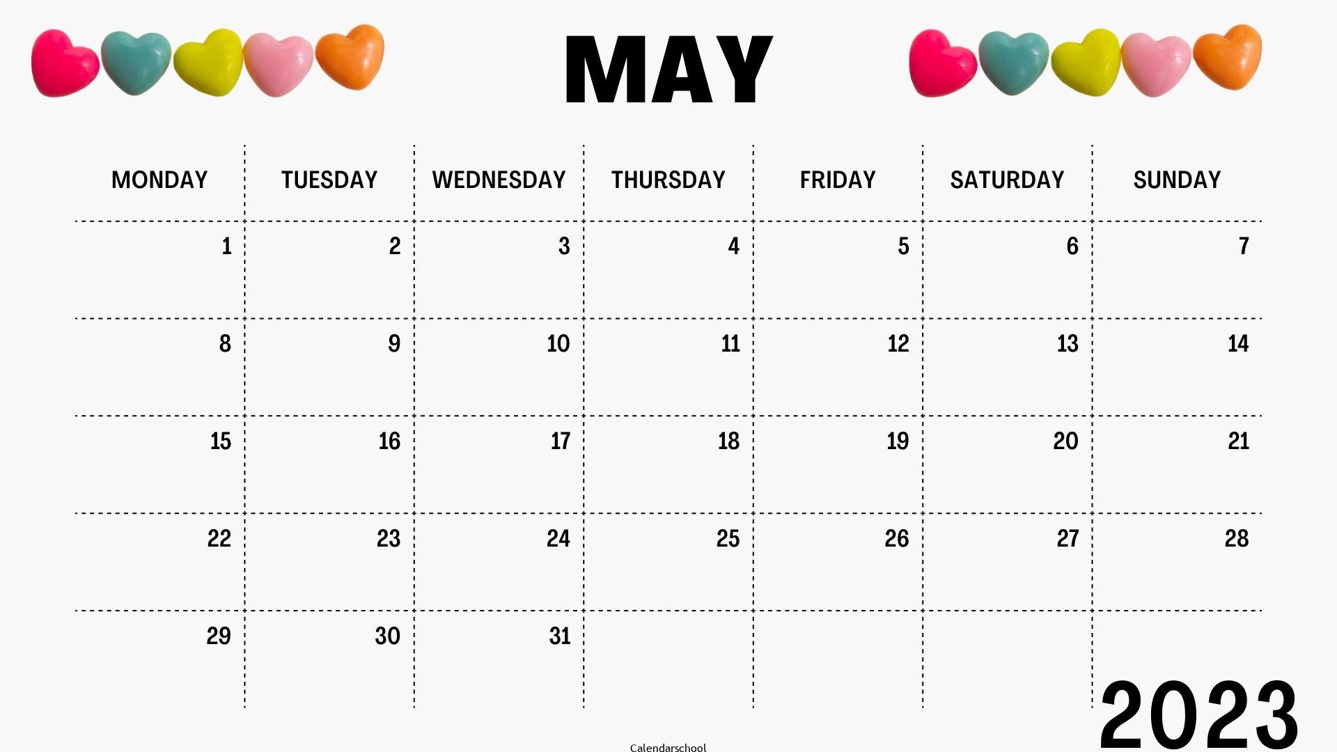 Calendar May 2023 With Holidays