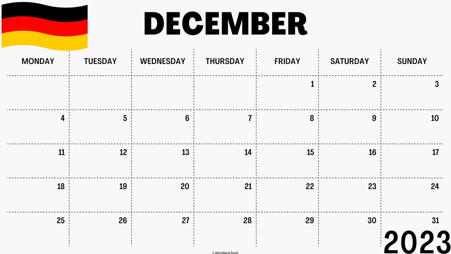 December 2023 Calendar with Holidays Germany
