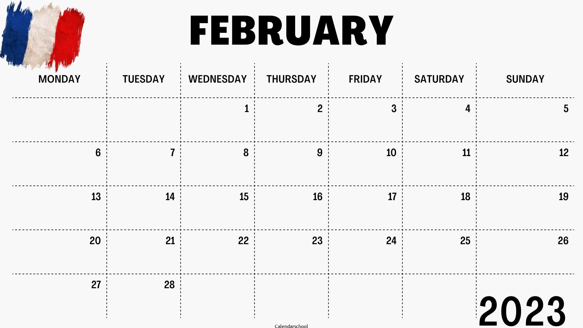 February 2023 Calendar with Holidays France