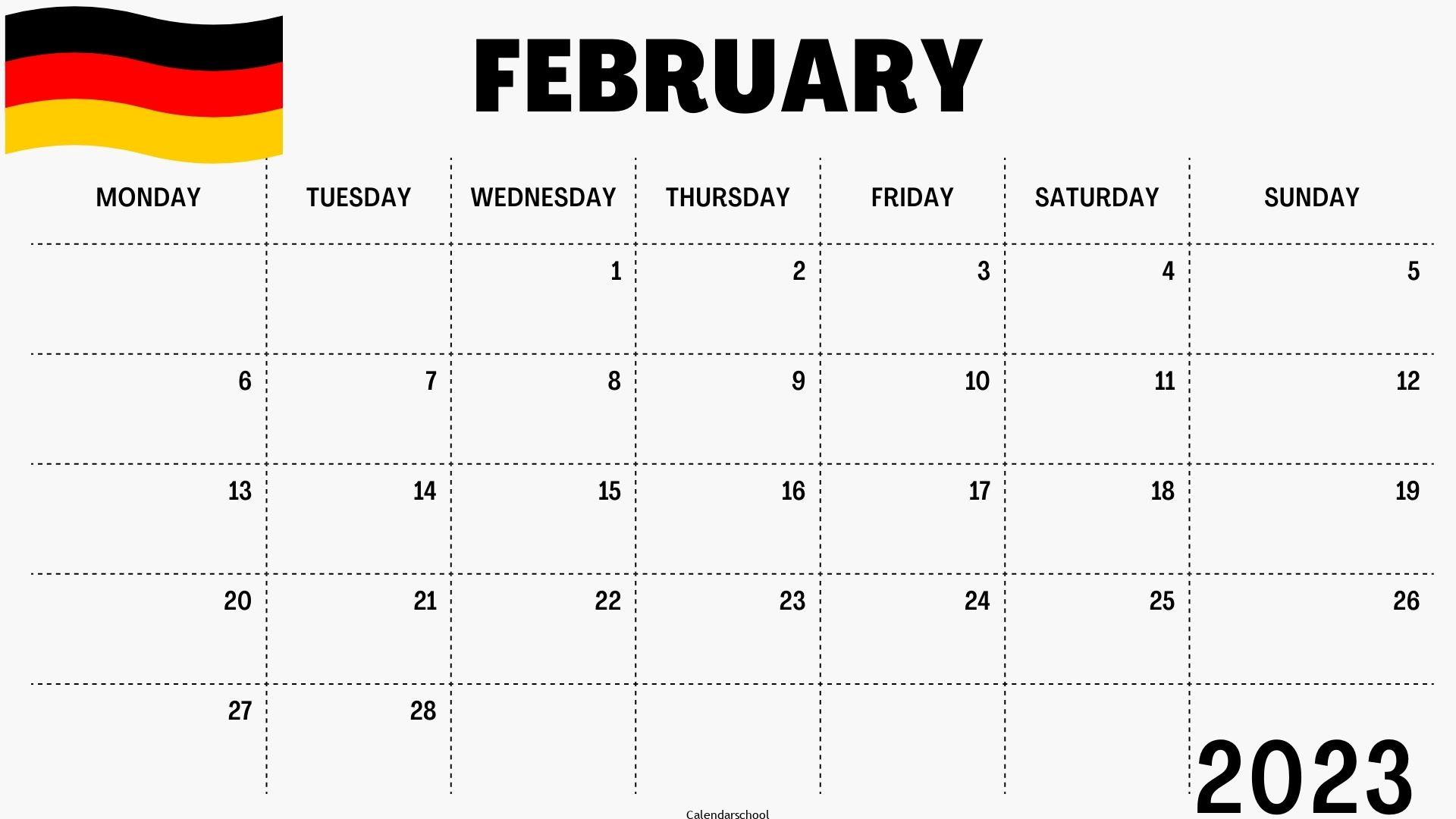 February 2023 Calendar with Holidays Germany
