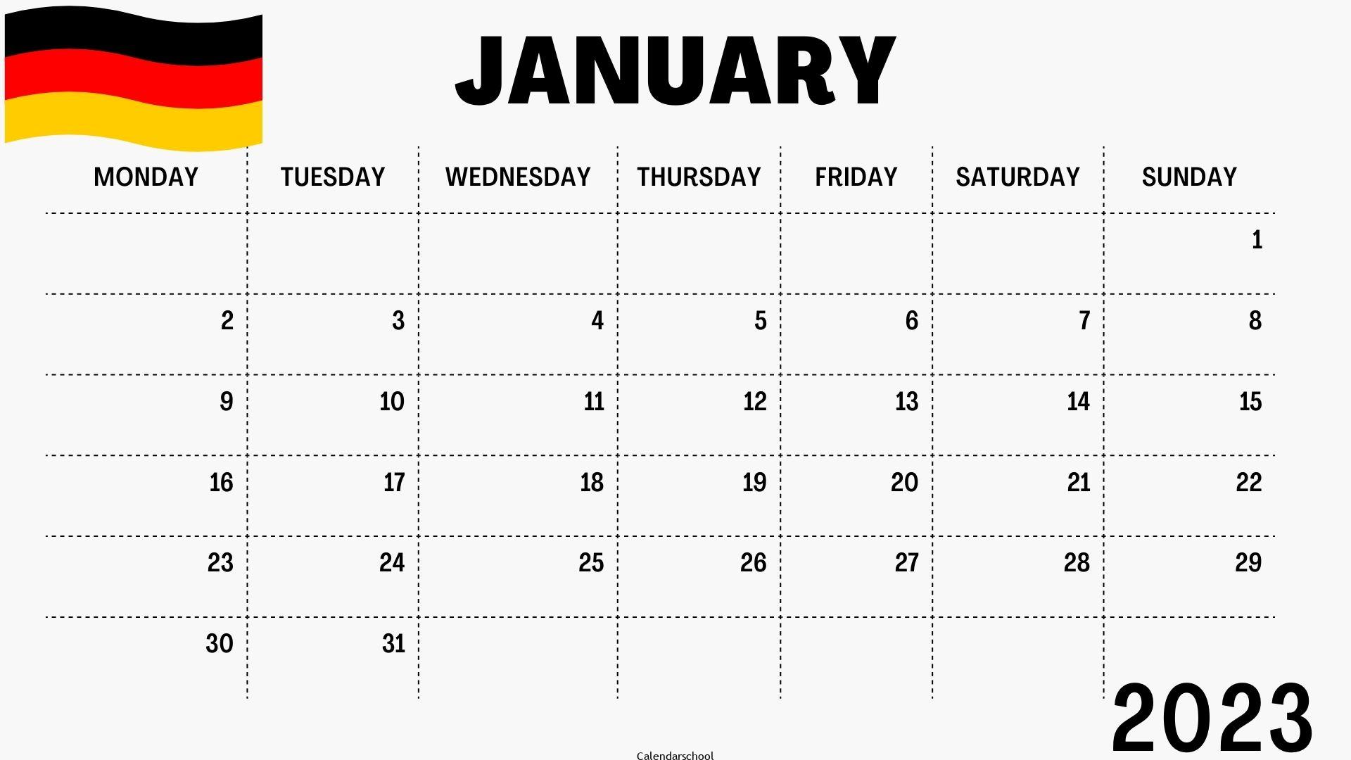January 2023 Calendar with Holidays Germany