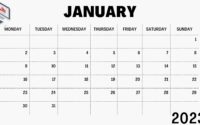 January 2023 Editable Calendar Template