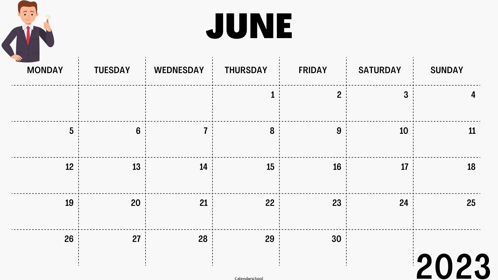 June 2023 Calendar With Holidays