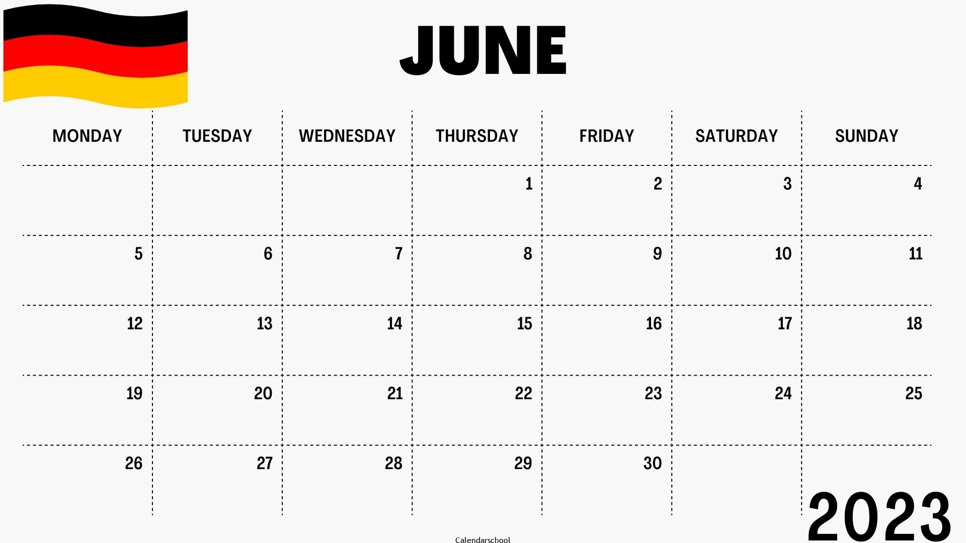 June 2023 Calendar with Holidays Germany
