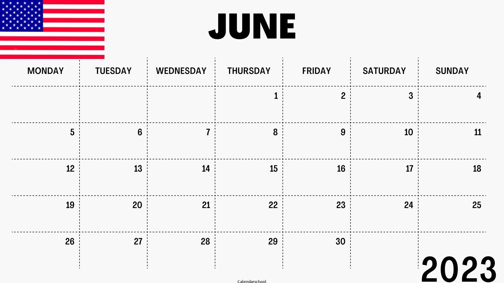 June 2023 Calendar with Holidays USA