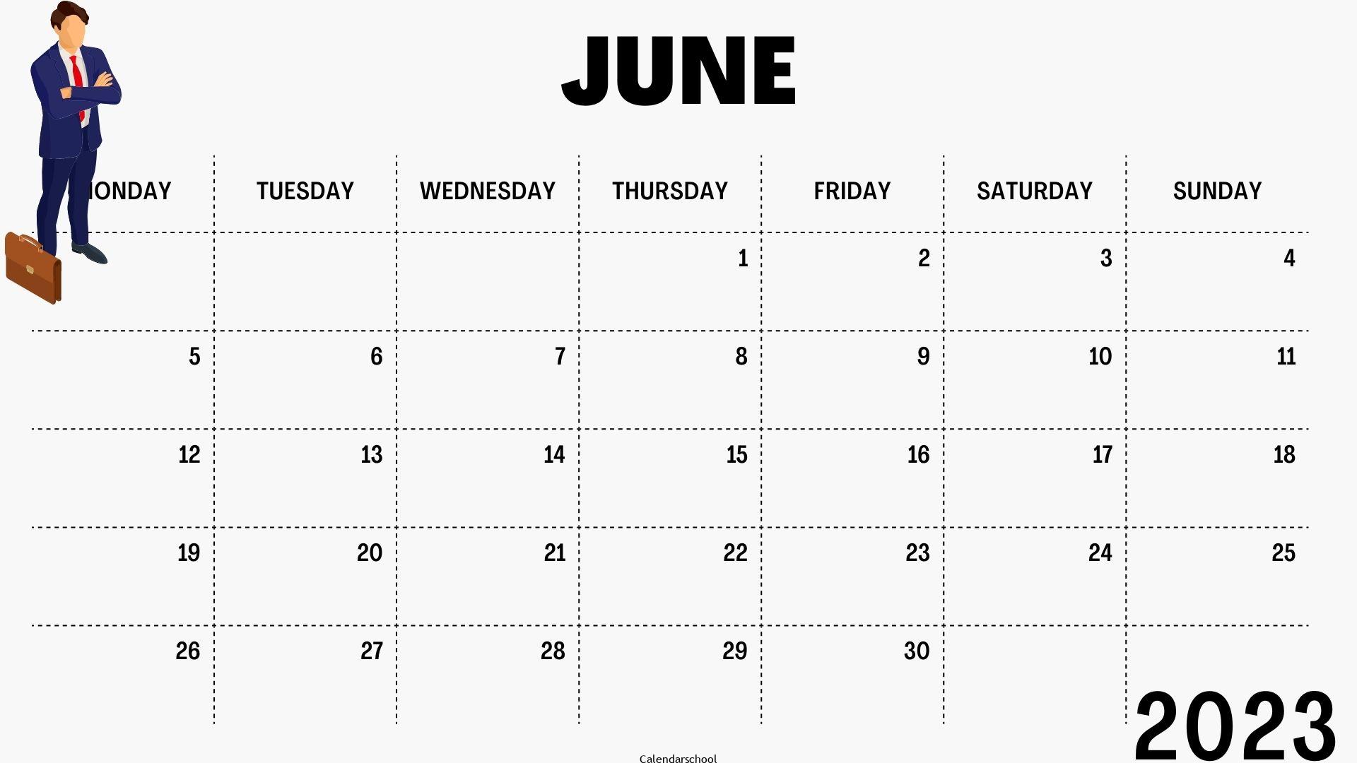 June 2023 Printable Calendar By Week