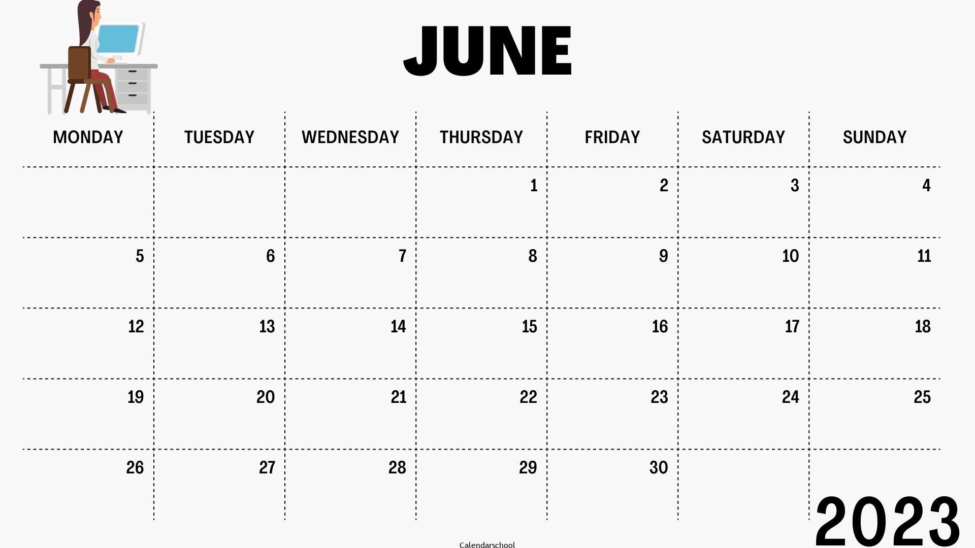 June Calendar 2023 Template