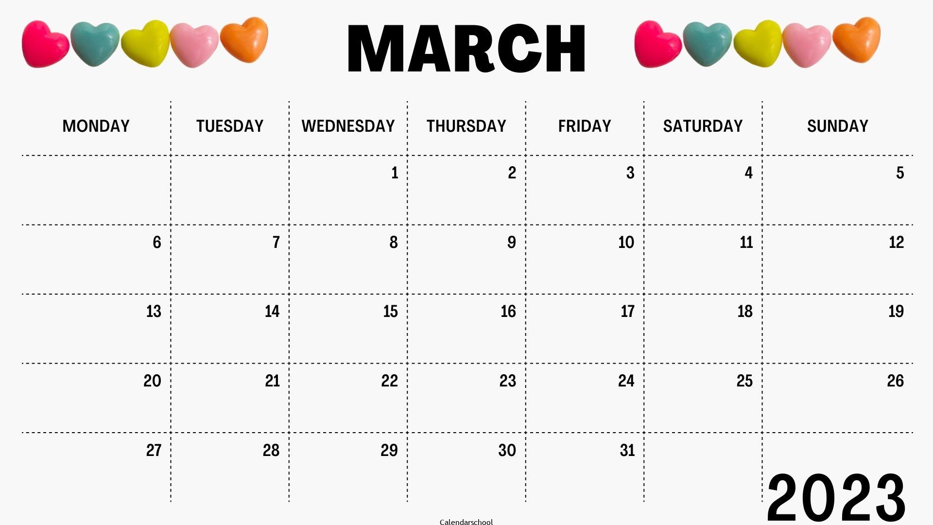 March 2023 Calendar Template Excel