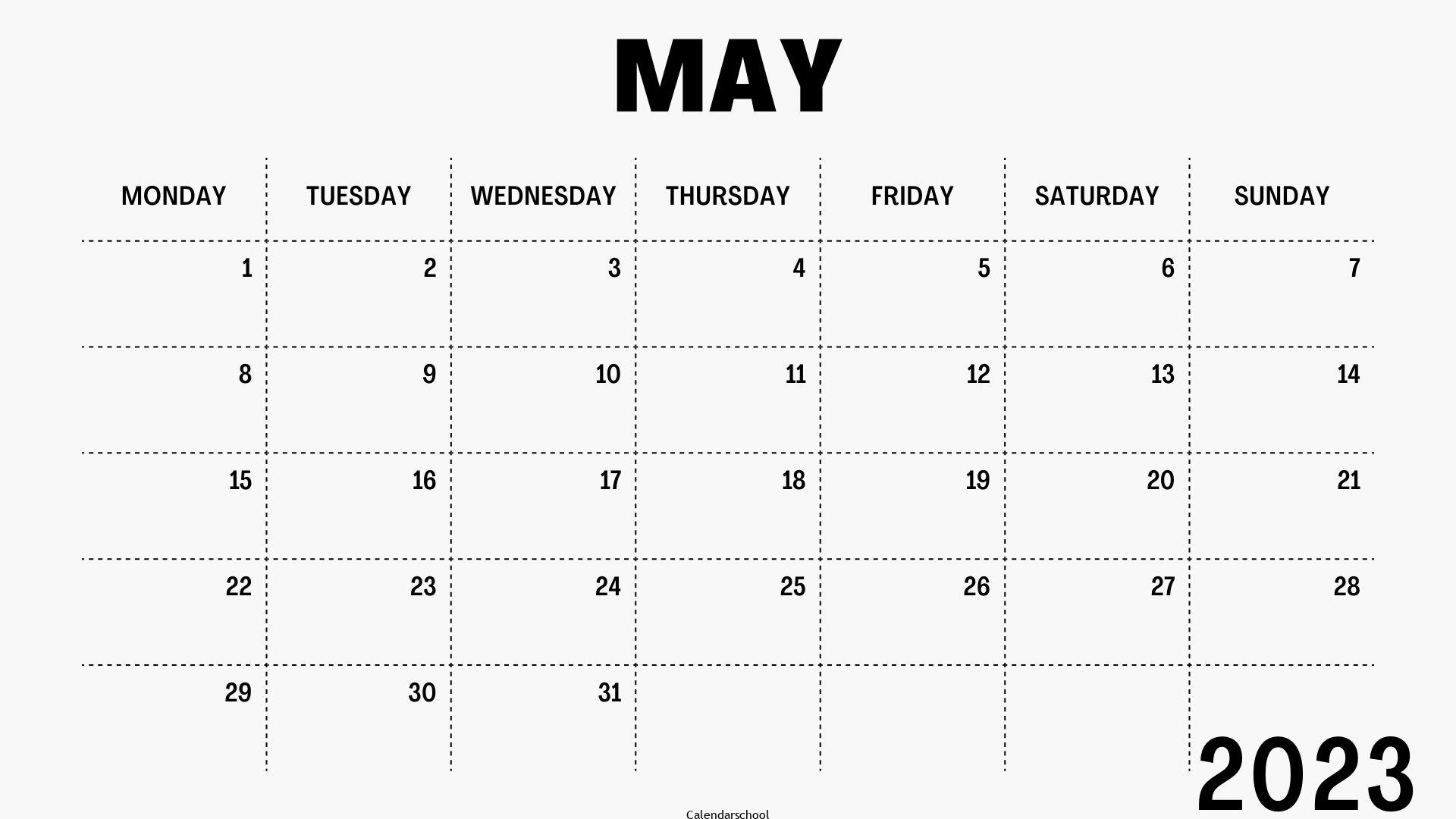 May 2023 Blank Printable Calendar
