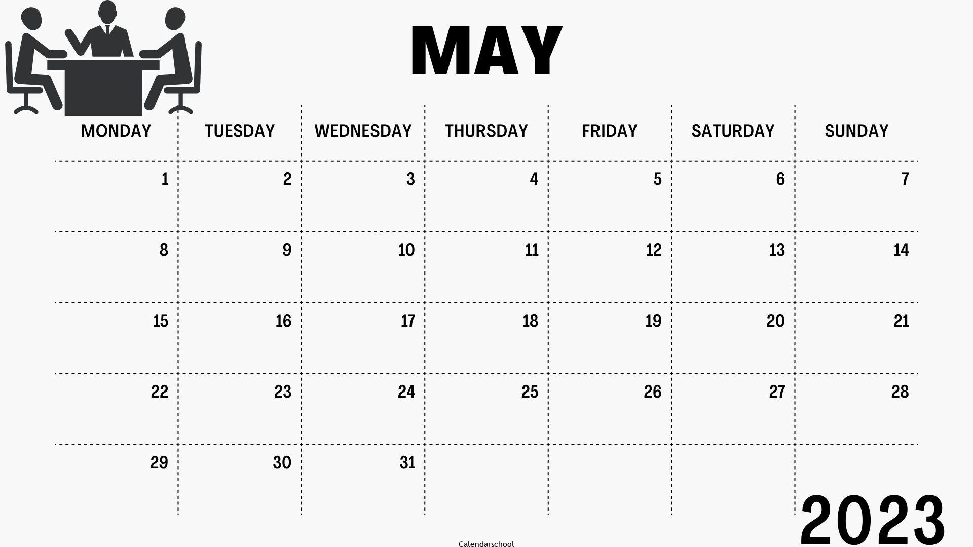 May 2023 Calendar Blank Template