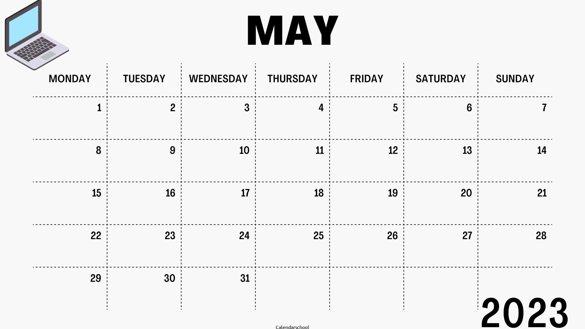 May 2023 Calendar Editable Template