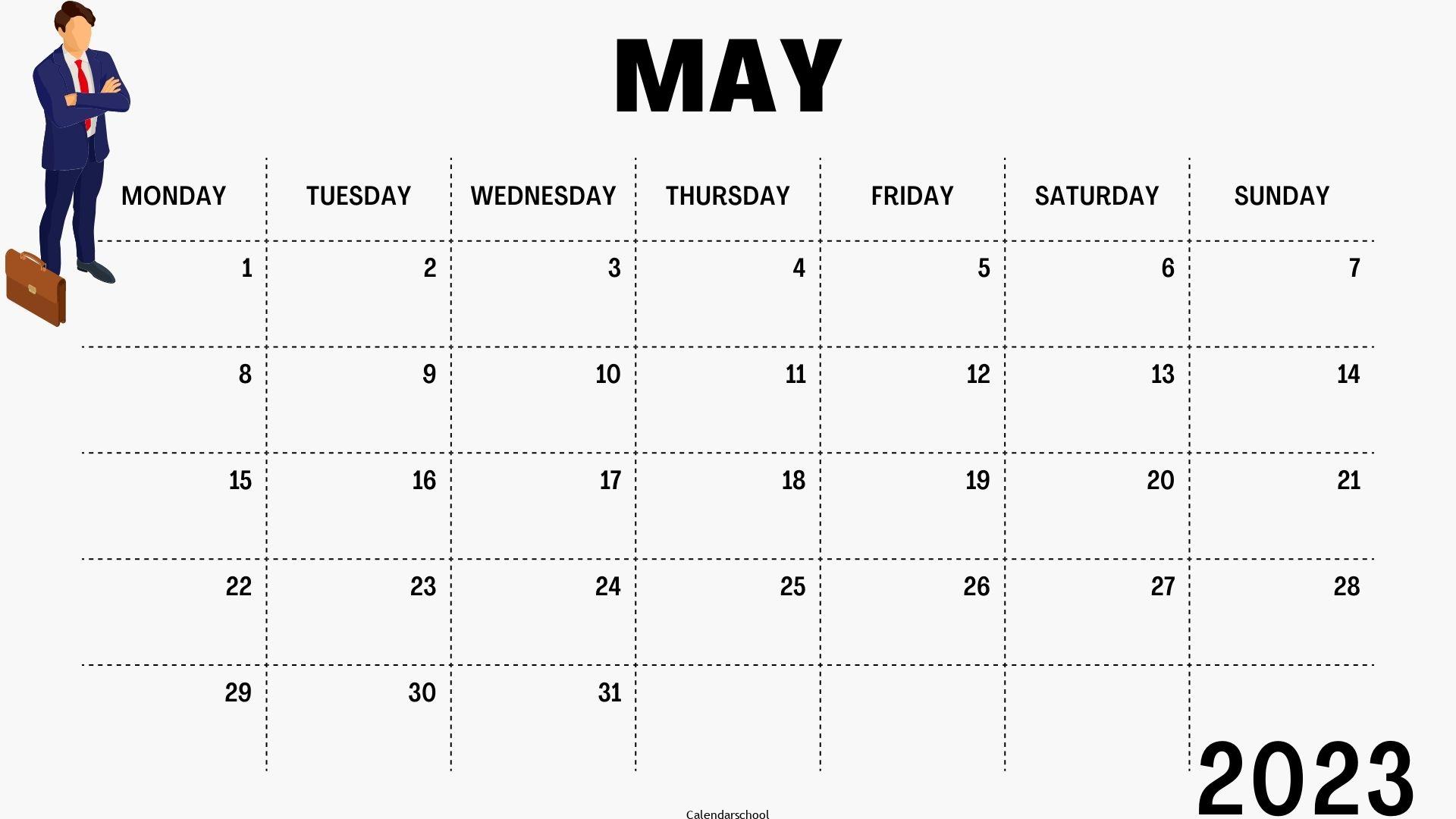 May 2023 Calendar Monthly Template
