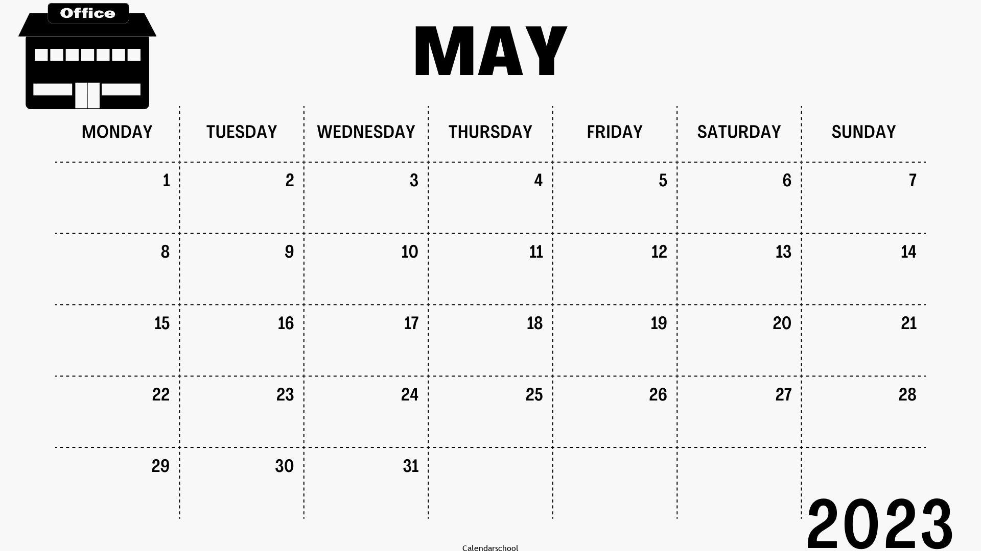 May 2023 Calendar Template Word Design