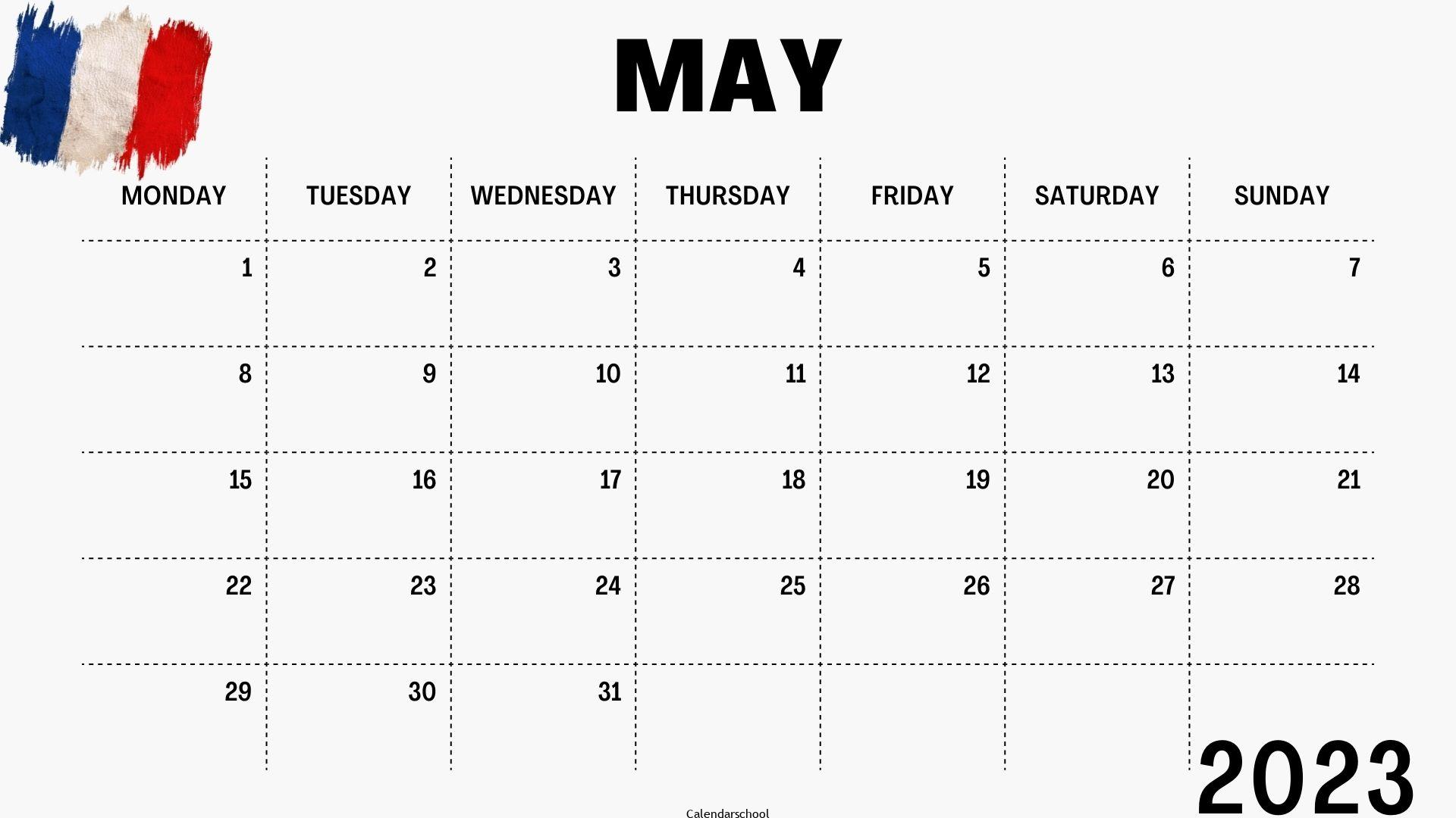 May 2023 Calendar with Holidays France