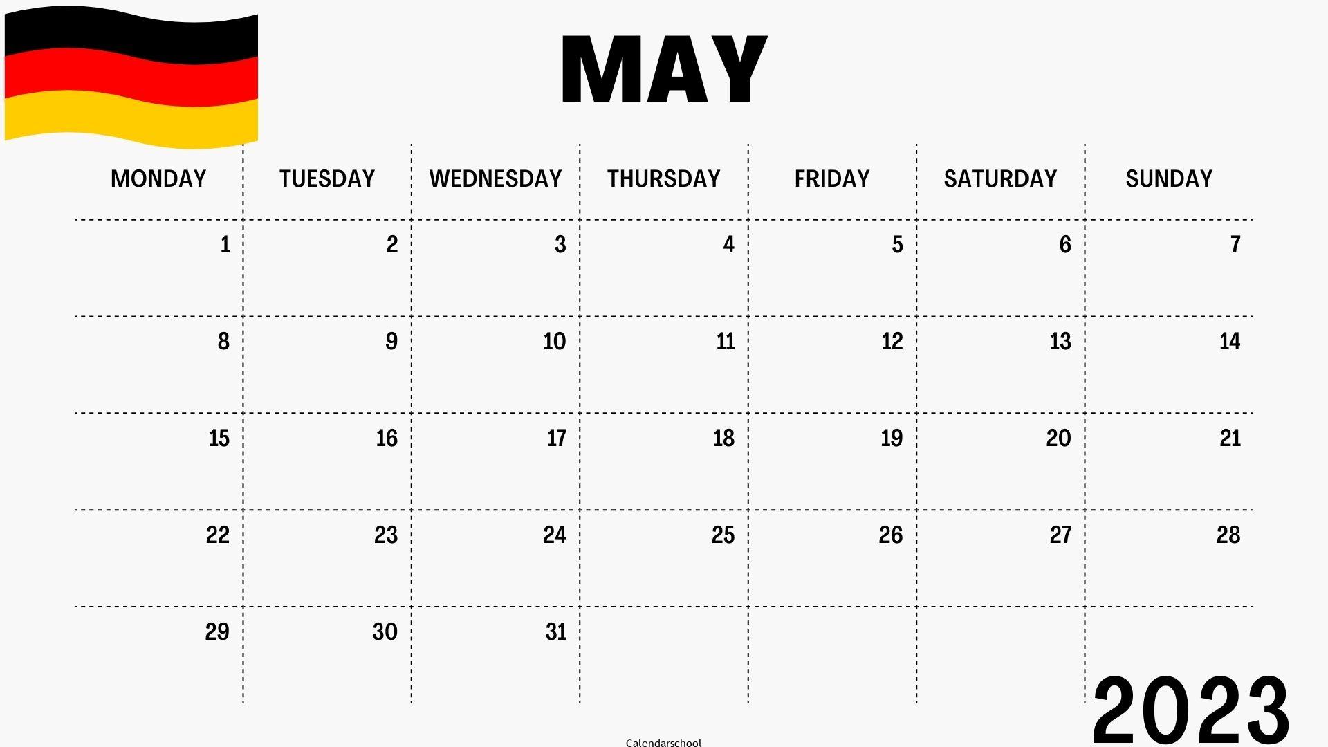 May 2023 Calendar with Holidays Germany