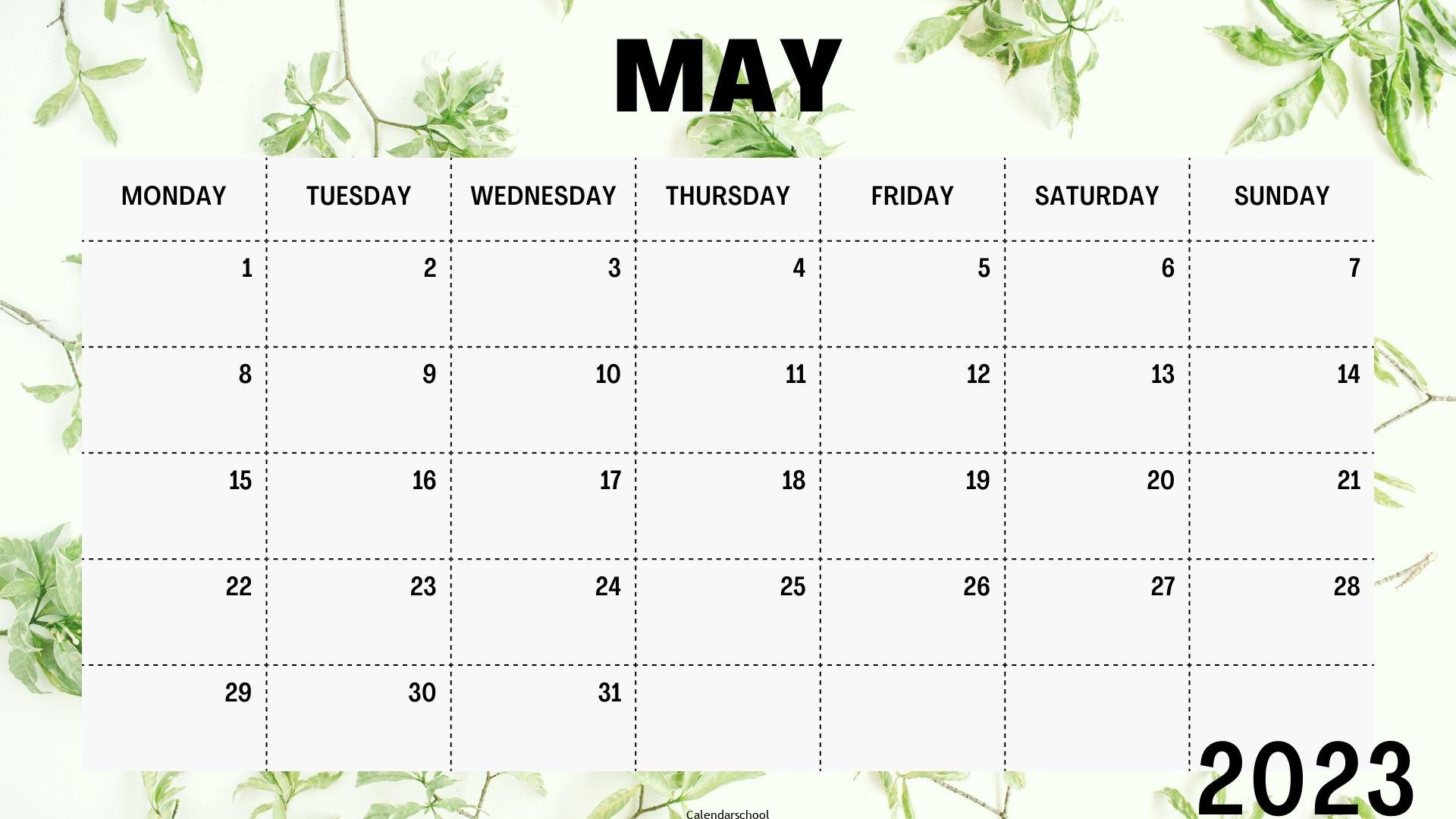 May 2023 Weekly Blank Calendar