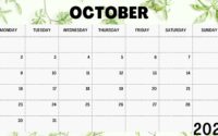 October 2023 Monthly Calendar Template