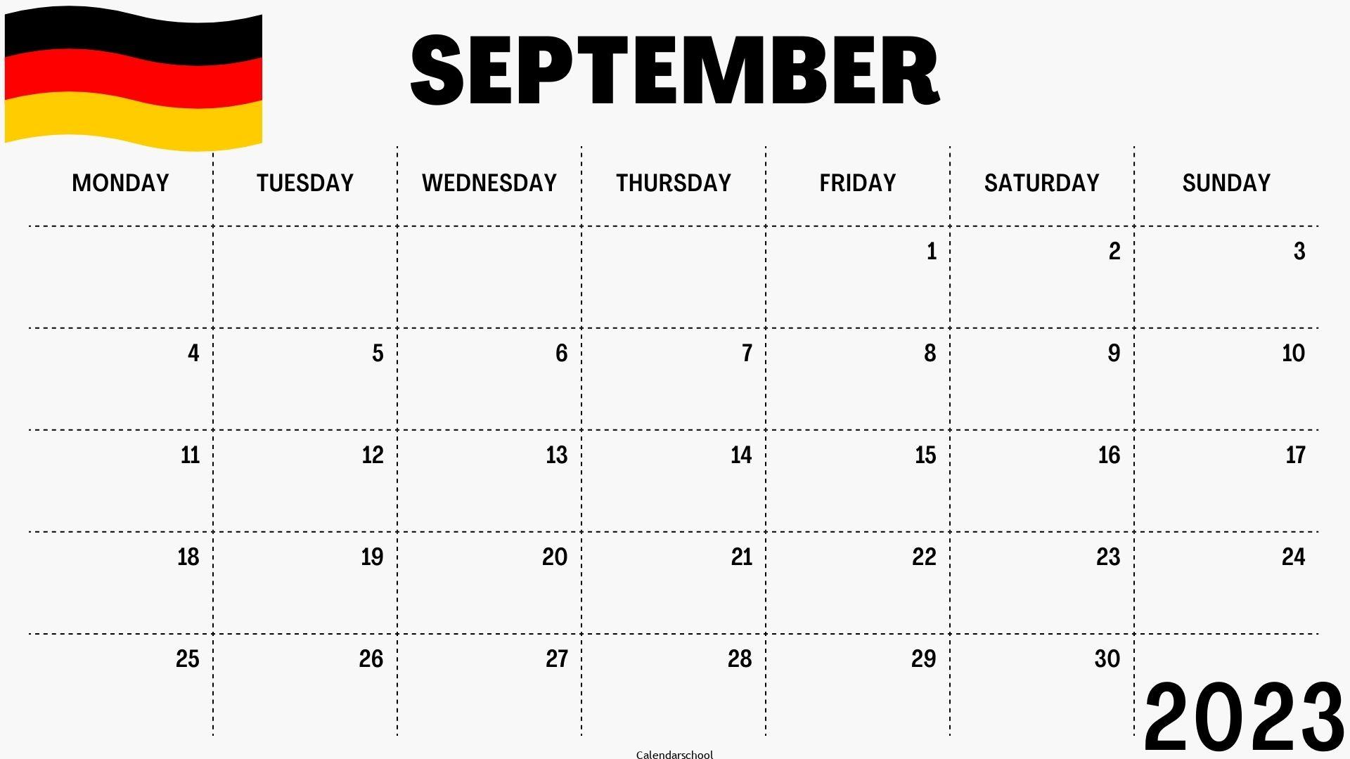 September 2023 Calendar with Holidays Germany