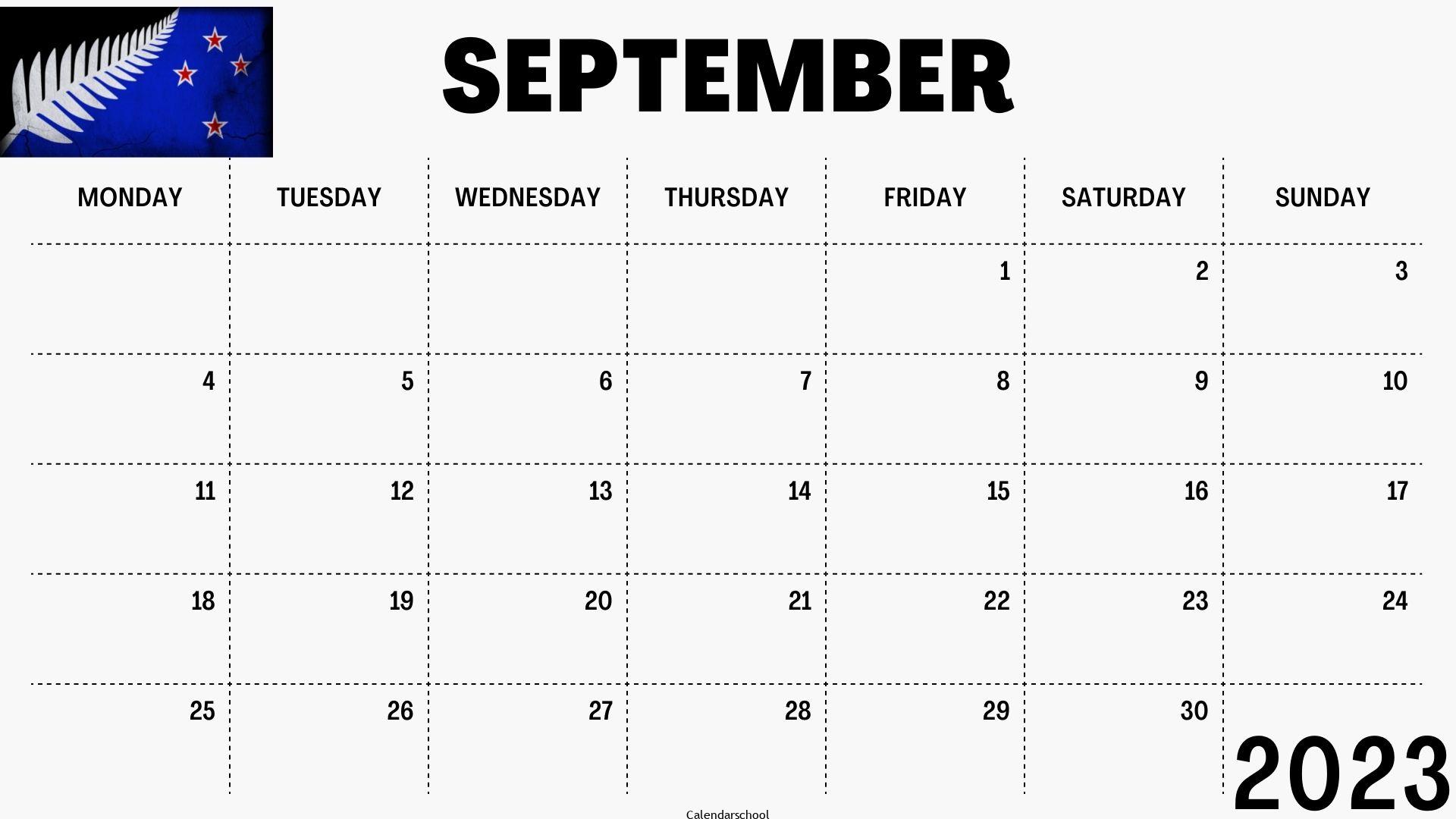 September 2023 Calendar with Holidays NewZeland