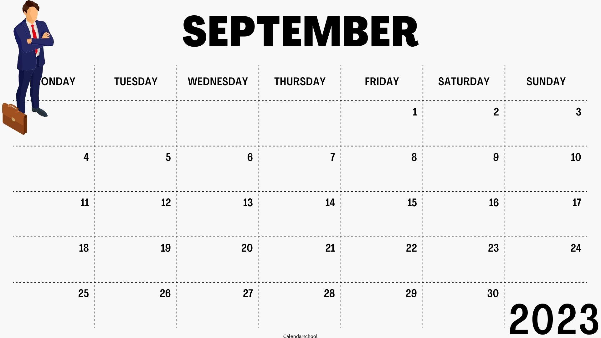 September 2023 Free Blank Calendar