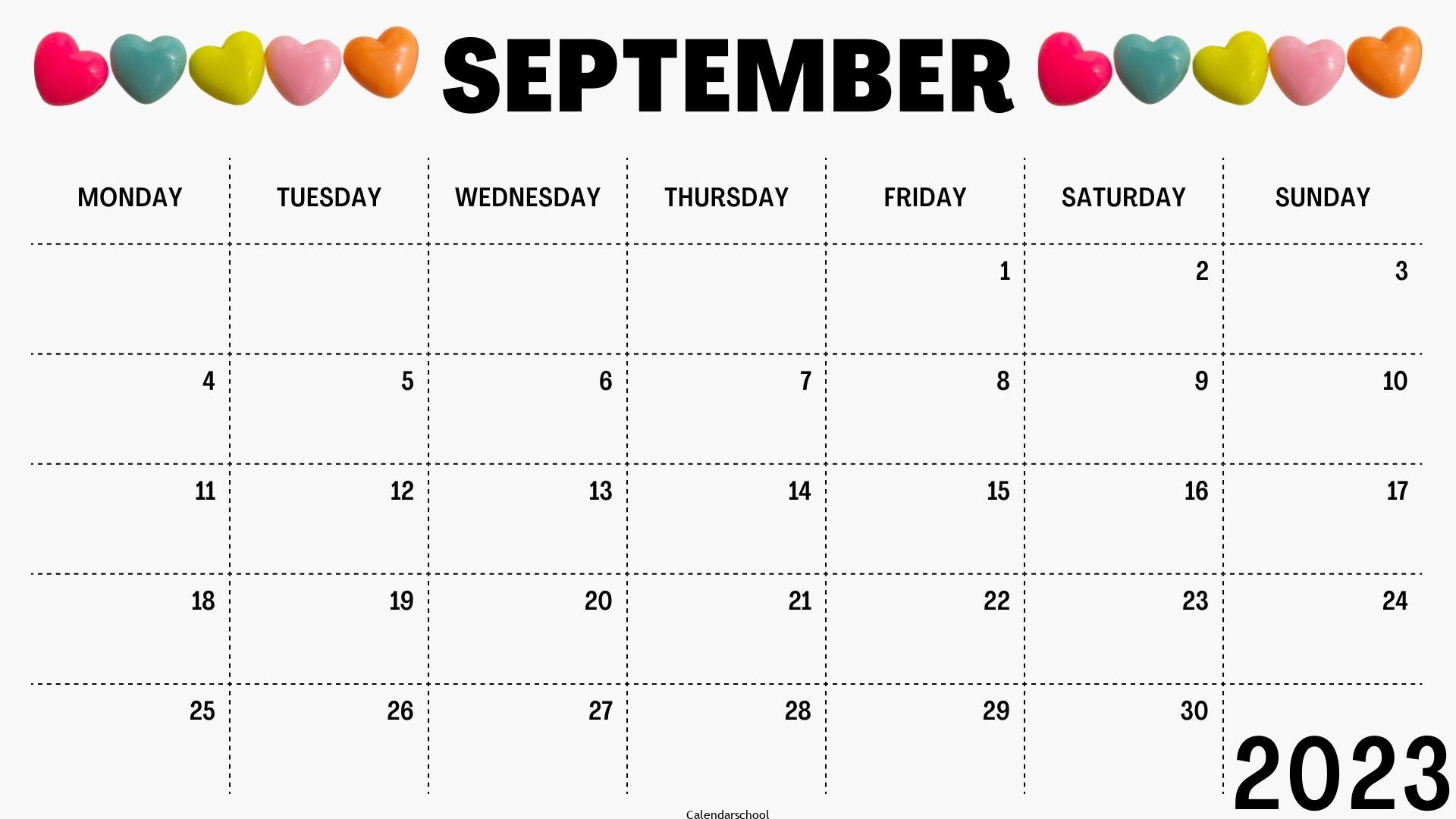 September 2023 Monthly Blank Calendar